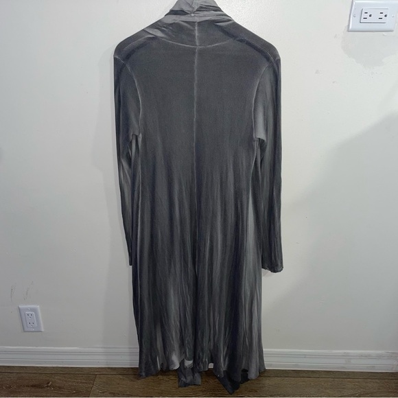 Cardigan Studded Long Sleeve Draped Long Asymmetric Gray Fall Cardigan Size M - Picture 2 of 5